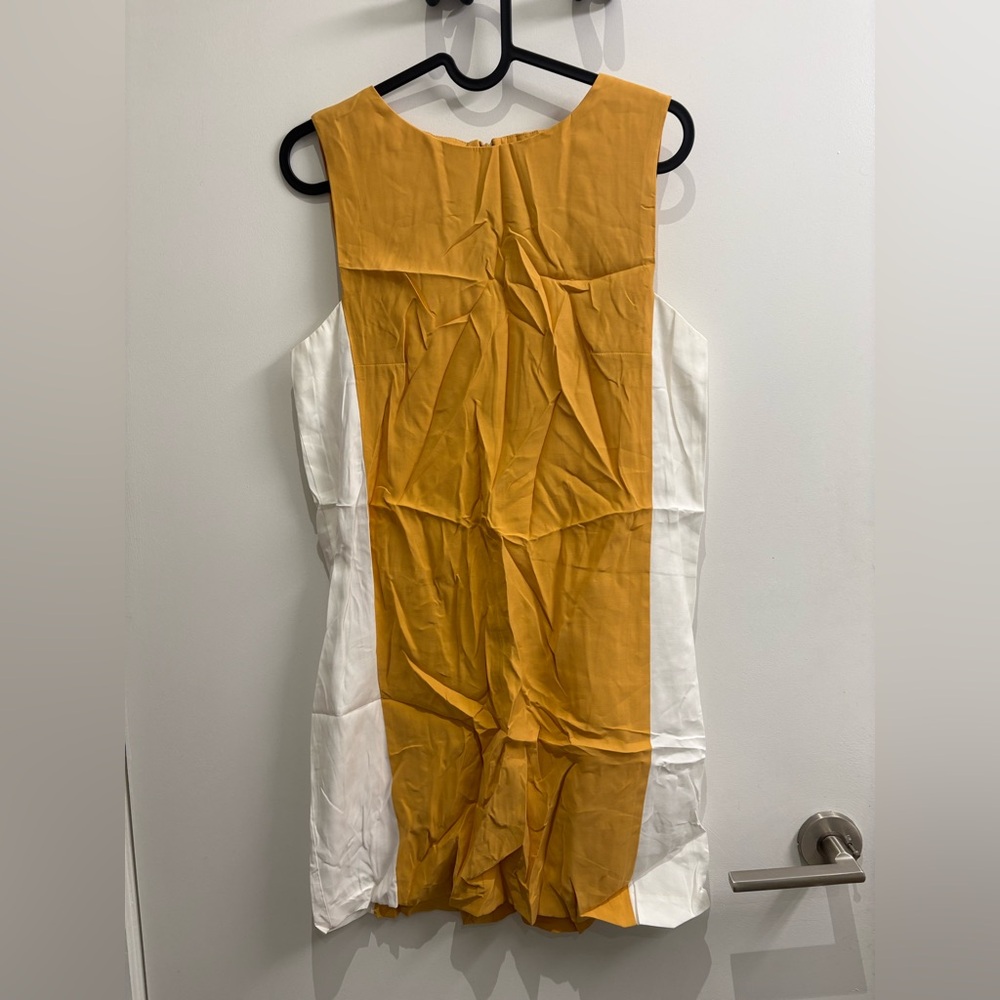 Mango Yellow and White Sleeveless Dress